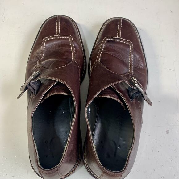 Donald J Pliner Kenzie Monk Buckle Strap Brown Leather Men Shoe Size 10.5